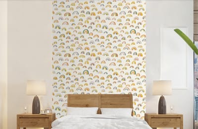 Behang - Fotobehang Regenboog - Pastel - Kinderen - Breedte 140 cm x hoogte 220 cm