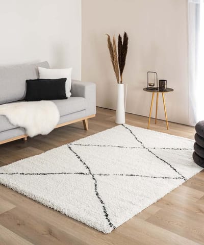 Berber vloerkleed - Artisan Atla wit/zwart 80x150
