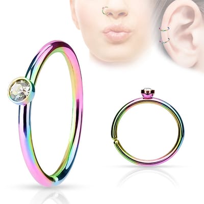 Piercing klein steentje 0.8x8 - regenboogkleur - LMPiercings