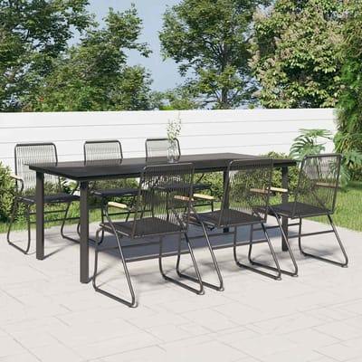 vidaXL - 7-delige - Tuinset - PVC-rattan - zwart