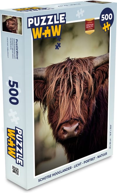 Puzzel Schotse hooglander - Licht - Portret - Natuur - Legpuzzel - Puzzel 500 stukjes