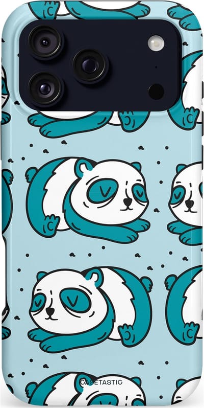 Casetastic hoesje geschikt voor Apple iPhone 17 Pro Max - MagSafe - Dubbellaagse bescherming - Panda dromen - Fashion Case - Lichtgrijs Petrol Wit