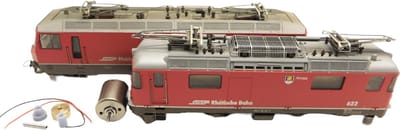 micromotor HSB001C motor ombouwset voor Bemo Ge 4/4 II / III (Ronde Mashimamotor met Schnittstelle en vliegwiel)