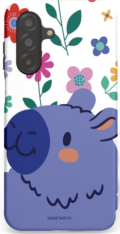 Casetastic Hoesje Geschikt voor Samsung A26 - Stijlvolle Beschermende Duo-layer Case - Capibara Bloempje Blauw