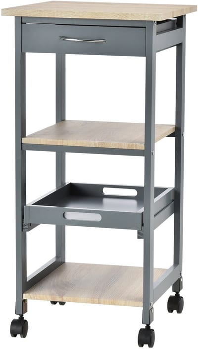 HOMCOM-Keukenkar-Hout-37x37x76cm-Grijs