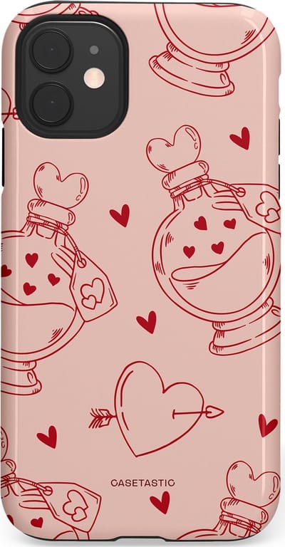 Casetastic Hoesje Geschikt voor Apple iPhone 11 - Stijlvolle Beschermende Duo-layer Case - Zoete Liefdesflirt - Roze Rood - Pafrum - Love You - Valentijn