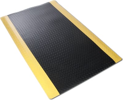 FLOORDIREKT Anti-vermoeidheidsmat - Dyna-Protect Diamond - Werkplaatsmat - Zwart-Geel - 120 x 100 cm