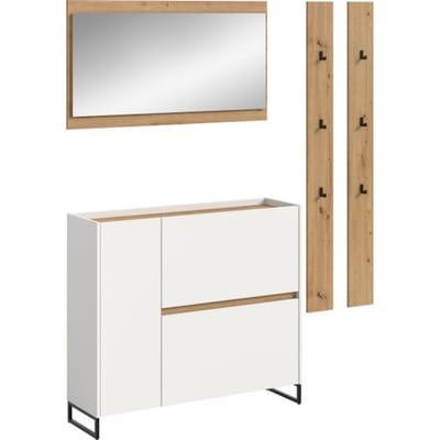 Garderobecombinatie met Spiegel en Schoenenkast - Ruime 4-delige Opbergset - 192x172x32cm
