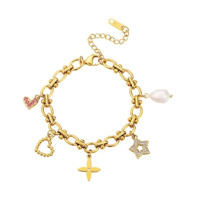 Handgemaakt Trinity Zirkoon Charm Aemband - 18k Verguld - Roestvrij staal - Zircon Bedelarmband - Nikkelvrij - Armband dames - Waterproof - Sieraden voor vrouwen - cadeau