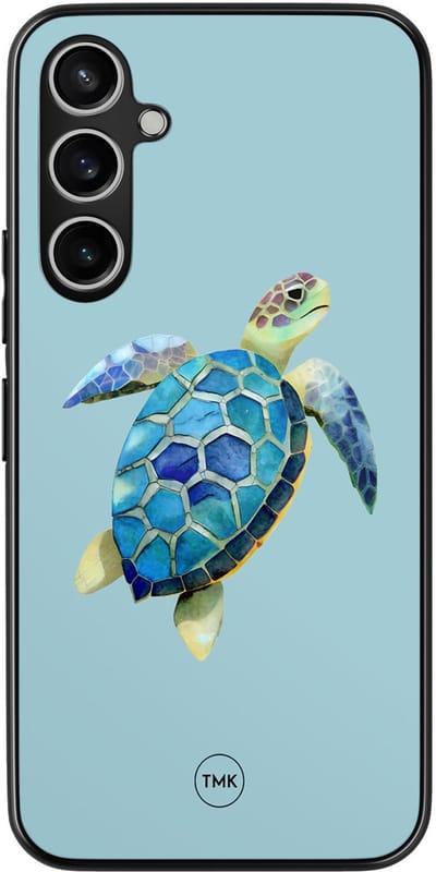 Hoesje geschikt voor Samsung Galaxy S23 FE - Schildpad - Blauw - TPU case - Print - Hardcase zwart telefoonhoesje