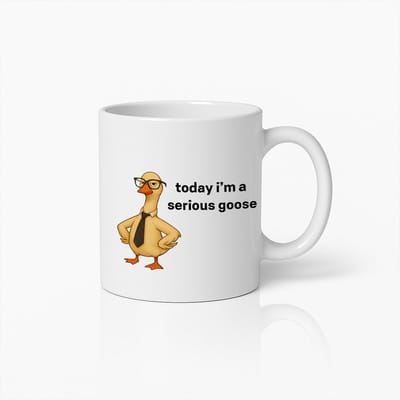 Grappige Eend Koffiemok 330ml – “Vandaag Ben Ik een Serieuze Gans” – Humoristisch Cadeau voor Dierenliefhebbers & Kantoor