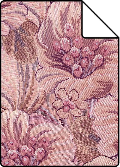 Proefstaal ESTAhome behang geborduurd bloemmotief paars en roze - 26.5 x 21 cm - 131293-S