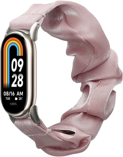 kwmobile elastisch bandje voor smartwatch - geschikt voor Xiaomi Mi Band 10 / Mi Band 9 / 8 - Horlogebandje van katoen - In oudroze