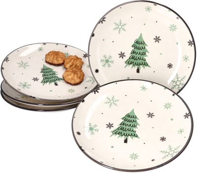 Set van 6 gebaksbordjes kerstboom 19cm - 23105706