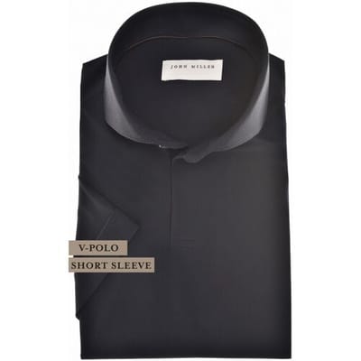 John Miller Polo Solid Color Short Sleeve Cutaway Stretch Navy / male