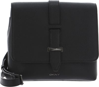 DKNY Leren Schoudertas Bailey Flap Crossbody Blk / Gunmetal Zwart