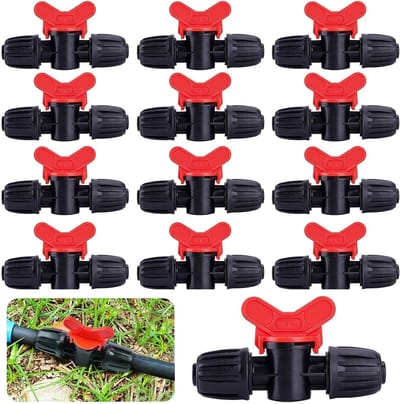 20 Stuks Drip Irrigation Switch Valve 16mm PE Slangverbindingen voor Tuinirrigatie - Reguleer en Stop Waterstroom met Barbed Fittingen