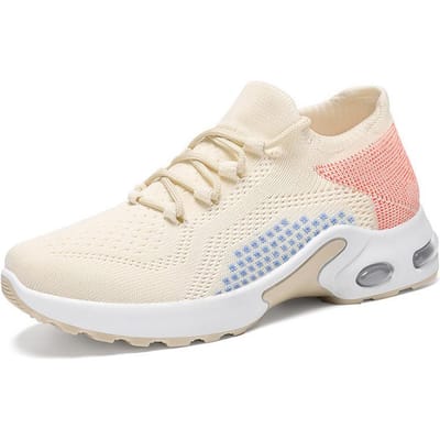 Damesschoenen Zomerschoenen Damesschoenen Vliegend Geweven Ademend Casual Schoenen Luchtkussen Sneaker 41 white