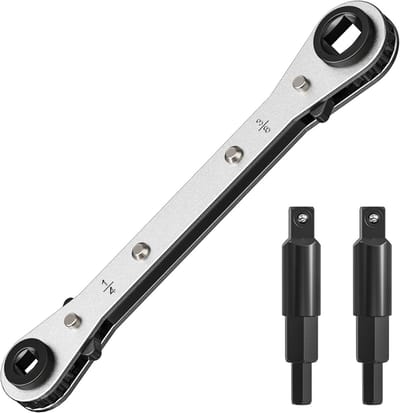 HVAC Dienstsleutel, Mellbree 3/8" 1/4" 5/16" 3/16" Koeling AC ratel Wratchet Wrench Tool met Hex Bit Adapter voor HVAC-technologie, gasoven, airconditioning, koelapparatuur