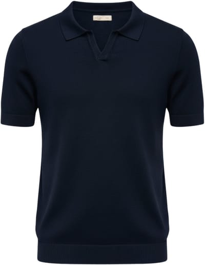 OMBRE Polo - Slim Fit - Viscose - Korte Mouw Marine S