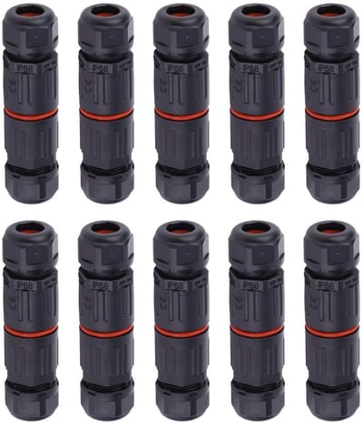 Allecto - Waterdichte elektrische kabelconnector - 10st IP68 connectoren - Buitenmontage stopcontact - 3-pins waterdichte connector - Voor buitenge...