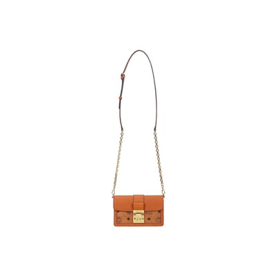 MCM Aren Visetos Monogramme Chaîne Cuir Mini Sac Bandoulière Sacs pour Femmes Marron Cognac MWRBAWO02CO001 Basic Set (Bag+Dust Bag) white
