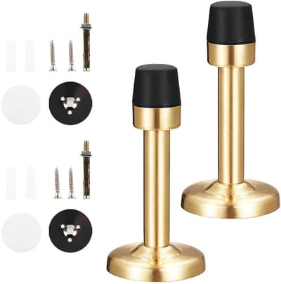 Deurstopper Set van 2 - Gouden Roestvrijstalen Wandbeschermers met Rubber Buffer voor Geluidsreductie en Bescherming tegen Schade