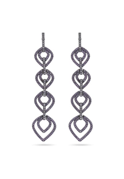 AVANT-GARDE PARIS Dangle earrings - paars 1.5cm x 6.9cm - 1 stuk - rhodium plated met geometrisch ontwerp