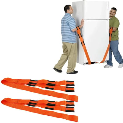 Verhuisriemen - Speciale verhuisriemen - Set van 2 - Draagvermogen 500 kg - 8,3 x 280 cm - Verplaats gemakkelijk meubels en apparaten naar boven - Veilig en handig. Geschikt voor het verplaatsen van apparaten, matrassen en andere meubels. - Oranje