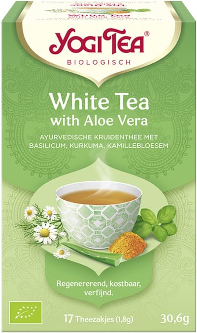 Yogi Tea White Tea Aloe Vera Bio - Biologische Witte Thee met Aloë Vera, Kurkuma en Kamille voor Verfrissing en Verzorging