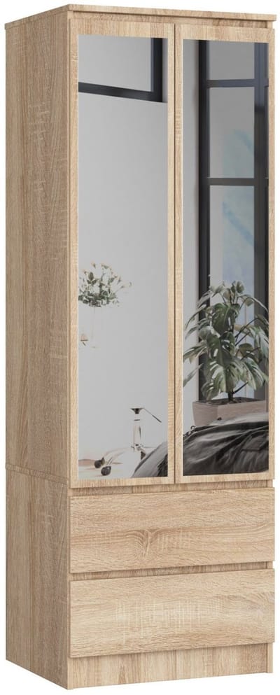 Kledingkast STAR S60 met Spiegel 2 Deuren en 2 Lades / AKORD Furniture Factory / Sonoma Eik / 60 x 180 x 51 cm