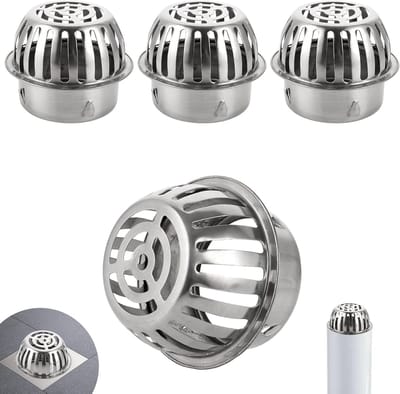 4 Pieces Flat Roof Drain - Stainless Steel - 304 - 100 mm - Leaf Draining Grille for Balcony - Gutters - Leaf Protection for Filtering and Blocking Falling Leaves - Rain Gutters