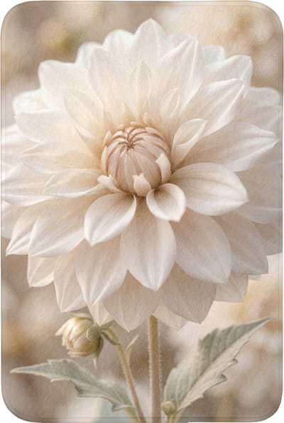 Badmat 60x90 cm - Antislip - Bloem - Dahlia - Wit - Badmatten voor badkamer - Badkamermat - Douchemat - Badkamer mat