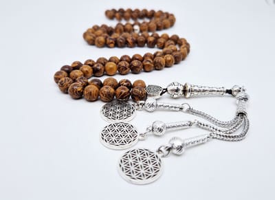Handgemaakte tesbih "Tasbih" natuursteen "Jaspis van olifantenhuid" - Aantal kralen 99 - Diameter kralen 8MM - met metaal tassel "Harmonie" - Een mooi cadeau-idee