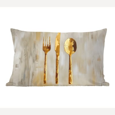 Sierkussens - Kussentjes Woonkamer - 60x40 cm - Verf - Goud - Bestek