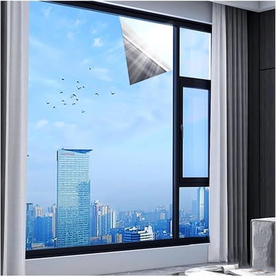 Raamfolie Blauw Zilver - Spiegel Glasfolie - Privacy Creëren - Warmte en UV-bescherming - 120 x 500 cm - Blauw Zilver