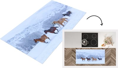 Keukenloper - Loper keuken - Paarden - Sneeuw - Winter - 120x60 cm - Keukenloper vinyl