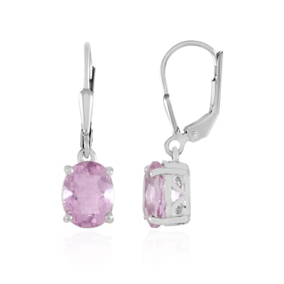 Cavill - Ovale Roze Fluoriet Oorbellen 4,27 ct - 925 Sterling Zilver - Geplateerd - Elegante Dagelijkse Dames Oorbellen - Stijlvol Fluoriet Sieraad