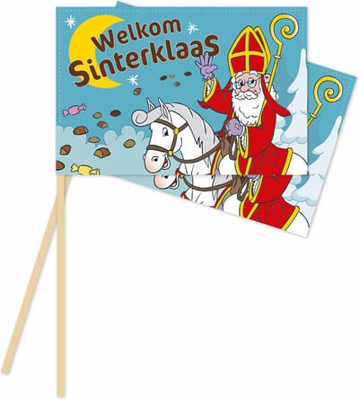 10 Papier vlaggen Sinterklaas 20 x 30 centimter - Sinterklaas Decoratie Versiering Piet December Ballon Vlaggenlijn