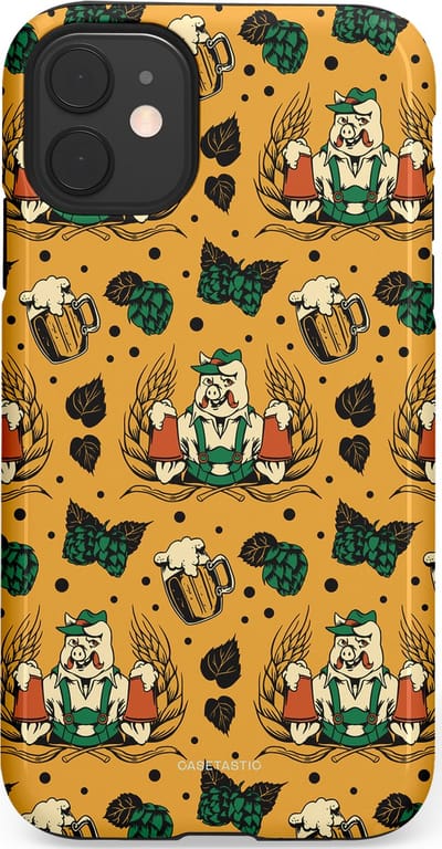 Casetastic hoesje geschikt voor Apple iPhone 11 - Dubbellaagse bescherming - Oktoberpret - Fashion Case - Goud Taupe Donkergroen Donkergrijs