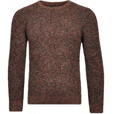 Ragman Trui Structure Knit Pullover Roundneck Groen-Beige / male