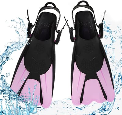 Thijox - Snorkelvinnen verstelbaar, korte duikvinnen voor kinderen en volwassenen, maat 34-38, lichte zwemvliezen, roze, ideaal voor snorkelen en zwem