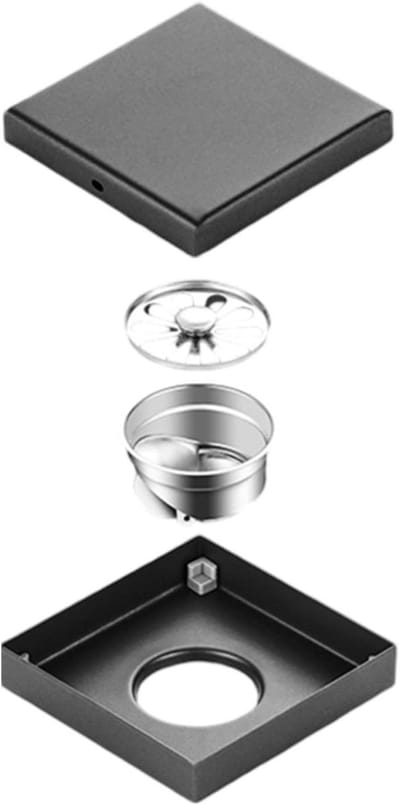 Vloerput - Douchegoot - Water Afvoeren - Dubbele Filtratie - 15x15 cm - Zwart
