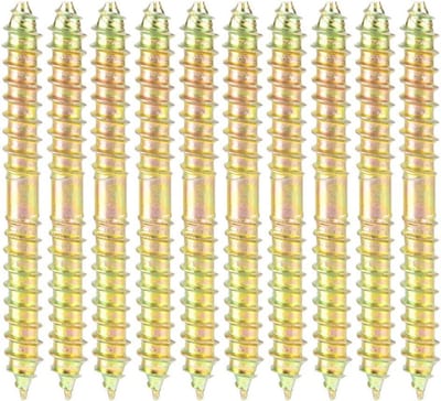 10 Dowel Screws M6x60mm voor Houtverbindingen en Meubelmontage - Dubbelzijdige Schroeven voor Houtbewerking