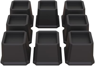 Dailygoods- Bedverhogers 7,6 cm Stevig - Meubelverhogers - Set van 8 stuks - Zwarte Bedverhogers - Antislip - Geschikt voor Banken/Stoelen
