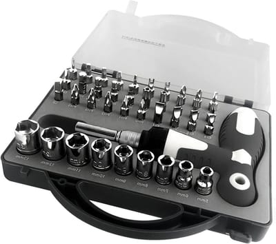 Schroevendraaier Set - 41 Delig - Huis & Werk - Rateltelescoop Handvat - 18.3cm Lengte - Grijs