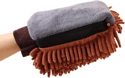 Microvezel Wanten - Wasborstel Schoonmaak - Auto Reinigen - Krasvrije Lak - 25 cm - Koffie
