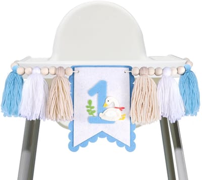 Dailygoods- Kinderstoelbanner 2m - Voorgemonteerde Slinger - Verjaardagsdecoratie - Vilten Domme Gans - Makkelijk te Monteren - Voor Meisjes - Feestbanner