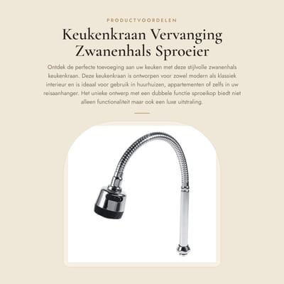 Dailygoods- Keukenkraan Zwanenhals - Roestvrij Staal - Sproeikop - Enkele Handgreep - Modern Design - Duurzaam en Krasbestendig - Wastafelkraan