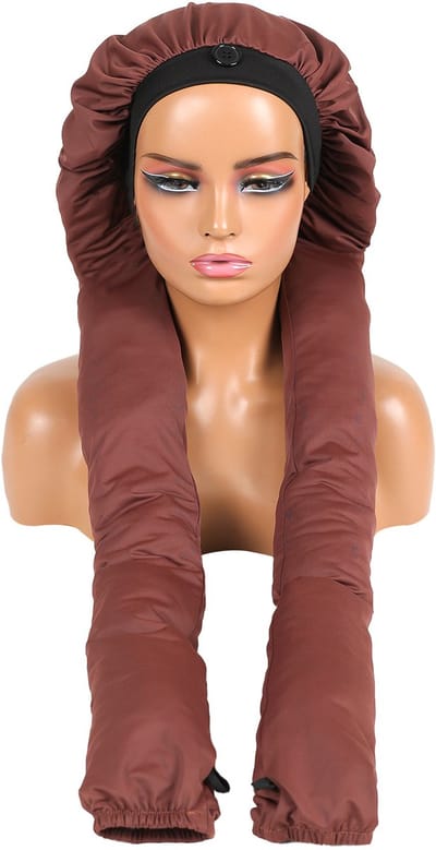 Slaapmuts-Ademende 2-in-5 vlechtmuts voor dames | Speciaal voor lang gevlochten haar | Comfortabele slaapmuts met haarbescherming, zacht en comfortabel-Koffiebruin